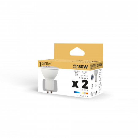 Pack 2 Bombillas LED Spotlight GU10 6W Equi.50W 540lm 10000H 1Primer Leader Bombillas LED 4 Pack 2 Bombillas LED Spotlight GU10 6W Equi.50W 540lm 10000H 1Primer Leader Bombillas LED 4