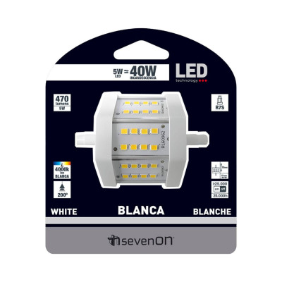 Bombilla LED Tubo R7S 5W Equi.40W 470lm 4000K 25000H
 7hSevenOn Bombillas LED 4