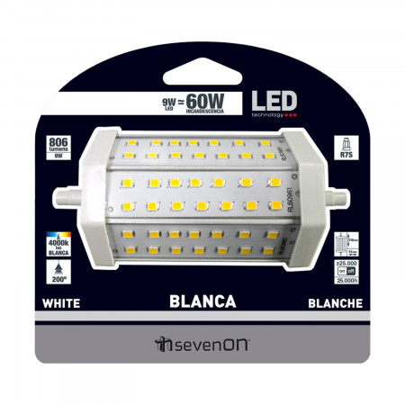 Bombilla LED Tubo R7S 9W Equi.60W 806lm 4000K 25000H
 7hSevenOn Bombillas LED 4