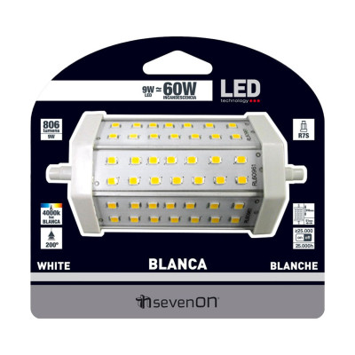 Bombilla LED Tubo R7S 9W Equi.60W 806lm 4000K 25000H
 7hSevenOn Bombillas LED 4