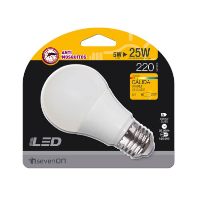 Bombilla LED Estándar Antimosquitos E27 5W Equi.25W 220lm 3000K 25000H
 7hSevenOn Antimosquitos 4