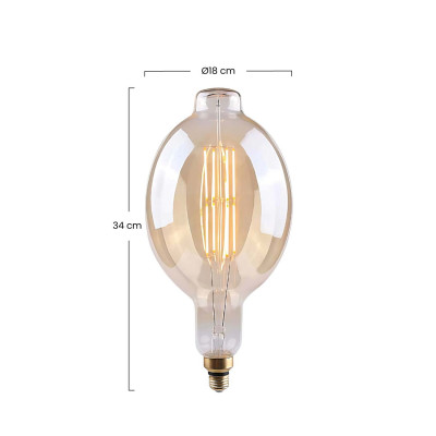 Lâmpada LED Gigante E27 8W Equi.40W 500lm Regulável 2100K Ouro 15000H 7hSevenOn Vintage Lâmpadas LED 3