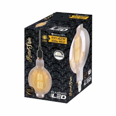 Bombilla LED Gigante E27 8W Equi.40W 500lm Regulable 2100K Gold 15000H
 7hSevenOn Vintage Bombillas LED 4