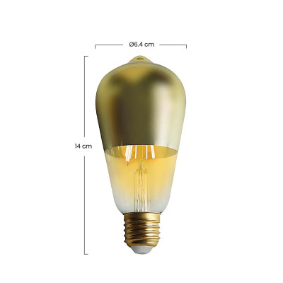 Bombilla LED Edison Cúpula Oro E27 6W Equi.45W 600lm 15000H
 7hSevenOn Vintage Bombillas LED 3