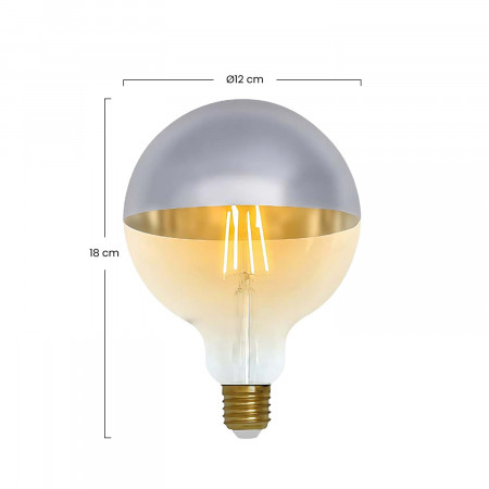 Bombilla LED Globo G120 Cúpula Plata E27 8W Equi.60W 806lm 2100K Vintage 15000H
 7hSevenOn Vintage Bombillas LED 3