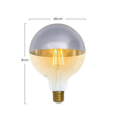 Bombilla LED Globo G120 Cúpula Plata E27 8W Equi.60W 806lm 2100K Vintage 15000H
 7hSevenOn Vintage Bombillas LED 3