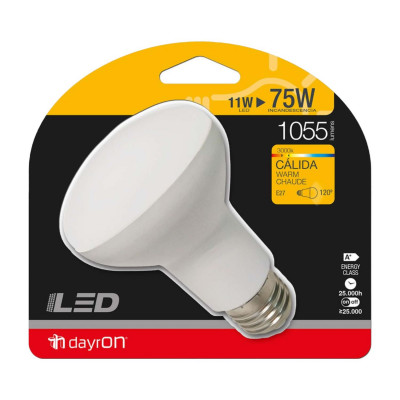 Bombilla LED Reflectora E27 11W Equi.75W 1055lm 3000K 25000H
 7hDayron Bombillas LED 4