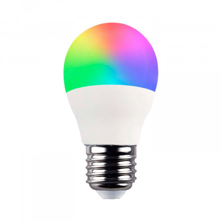 Bombilla LED Esférica Smart WiFi E27 5W Equi.35W 470lm RGBWW Regulable vía Smartphone/APP 25000H 7hSevenOn Home Bombillas Inteli