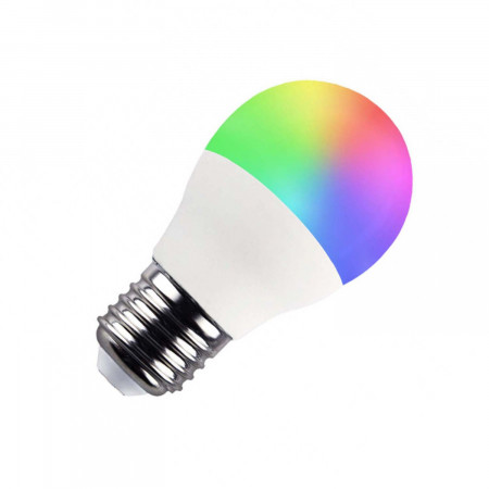 Bombilla LED Esférica Smart WiFi E27 5W Equi.35W 470lm RGBWW Regulable vía Smartphone/APP 25000H 7hSevenOn Home Bombillas Inteli