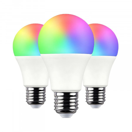 Pack 3 Bombillas LED Estándar Smart WiFi E27 10W Equi.60W 806lm RGBWW Regulable vía Smartphone/APP 25000H 7hSevenOn Premium Bomb