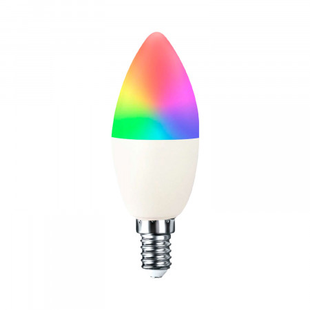 Bombilla LED Vela Smart WiFi E14 5W Equi.35W 450lm RGBWW Regulable vía Smartphone/APP 25000H 7hSevenOn Premium Bombillas Intelig