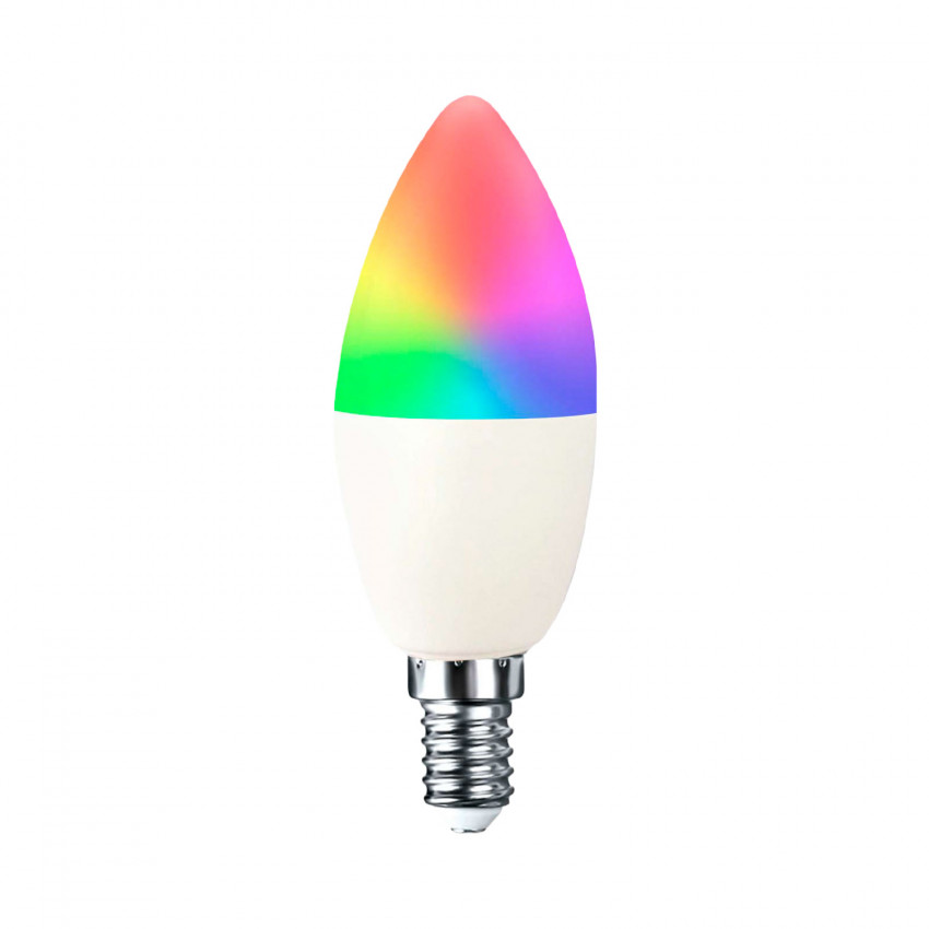 Lâmpada LED Vela Inteligente WiFi E14 5W Equi.35W 450lm RGBWWW Regulável via Smartphone/APP 25000H 7hSevenOn Premium Lâmpadas In