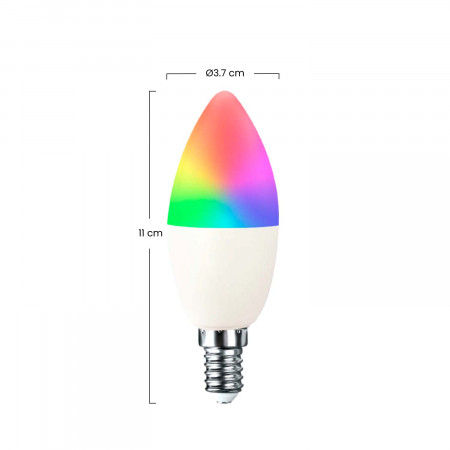 Pack 3 Bombillas LED Vela Smart WiFi E14 5W Equi.35W 450lm RGBWW Regulable vía Smartphone/APP 25000H 7hSevenOn Premium Bombillas Pack 3 Bombillas LED Vela Smart WiFi E14 5W Equi.35W 450lm RGBWW Regulable vía Smartphone/APP 25000H 7hSevenOn Premium Bombillas