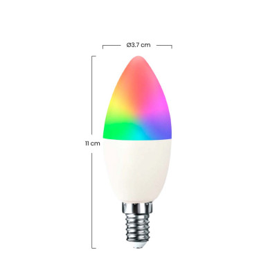 Pack 3 Bombillas LED Vela Smart WiFi E14 5W Equi.35W 450lm RGBWW Regulable vía Smartphone/APP 25000H 7hSevenOn Premium Bombillas