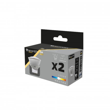 Pack 2 Bombillas LED Spotlight GU5.3 6W Equi.50W 540lm 25000H 7hSevenOn Premium Bombillas LED 4 Pack 2 Bombillas LED Spotlight GU5.3 6W Equi.50W 540lm 25000H 7hSevenOn Premium Bombillas LED 4