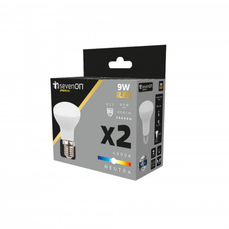 Pack 2 Bombillas LED Reflectora E27 9W Equi.60W 806lm 25000H 7hSevenOn Premium Bombillas LED 4 Pack 2 Bombillas LED Reflectora E27 9W Equi.60W 806lm 25000H 7hSevenOn Premium Bombillas LED 4