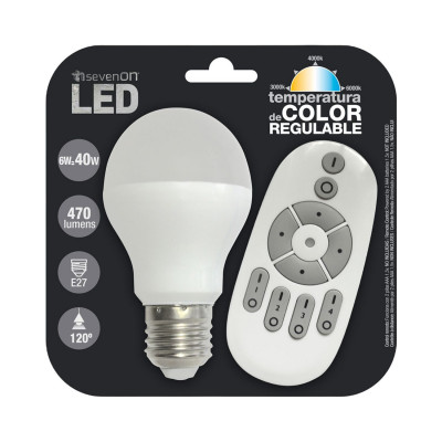 Bombilla LED Estándar con Cambio de Temperatura E27 6W Equi.40W 470lm 15000H
 7hSevenOn Bombillas LED 5