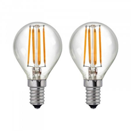 Pack 2 Bombillas LED Filamento Esféricas E14 4W Equi.40W 470lm 2700K 25000H 7hSevenOn Premium Bombillas LED 1