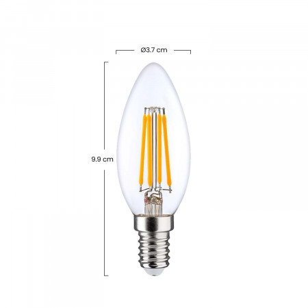 Pack 2 Bombillas LED Filamento Vela E14 4W Equi.40W 470lm 2700K 25000H 7hSevenOn Premium Bombillas LED 3 Pack 2 Bombillas LED Filamento Vela E14 4W Equi.40W 470lm 2700K 25000H 7hSevenOn Premium Bombillas LED 3