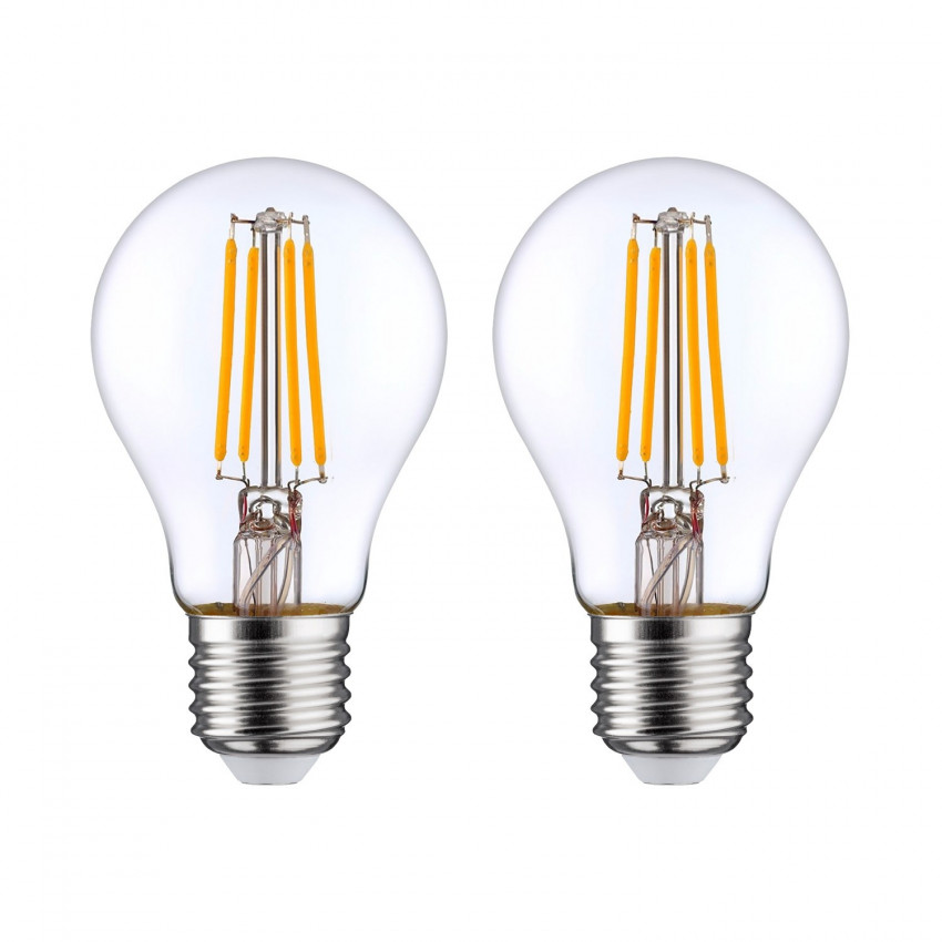 Pack 2 Bombillas LED Filamento Estándar E27 8W Equi.60W 806lm 2700K 25000H 7hSevenOn Premium Bombillas LED 1 Pack 2 Bombillas LED Filamento Estándar E27 8W Equi.60W 806lm 2700K 25000H 7hSevenOn Premium Bombillas LED 1