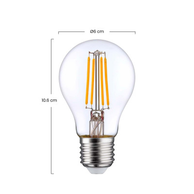Pack 2 Bombillas LED Filamento Estándar E27 8W Equi.60W 806lm 2700K 25000H 7hSevenOn Premium Bombillas LED 3