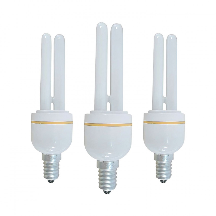 Pack 3 Bombillas CFL Bajo Consumo Mini 2U E14 11W 528lm 2700K 7hSevenOn Iluminación Bajo Consumo 1