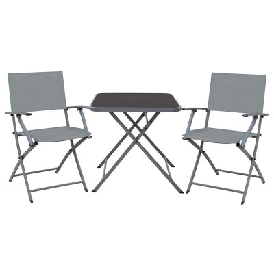Conjunto de Jardín Plegable Mesa Cuadrada y 2 Sillas con Brazos Amber O91 Conjuntos para Terrazas 1