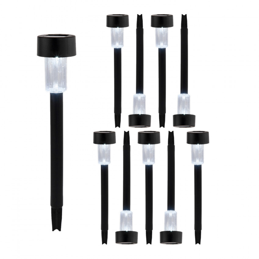 Pacote de 10 faróis solares LED para exterior com luz crepuscular Preto 6000K 7hSevenOn Outdoor Iluminação solar 1