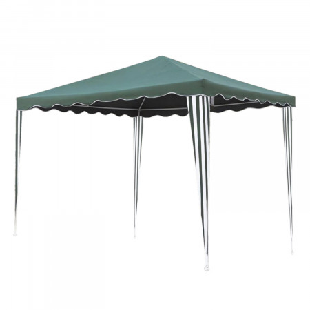 Gazebo Cenador Metálico con Tela y Volantes Verde/Blanco 295x295x245cm 7house Pérgolas y Cenadores de Metal 1