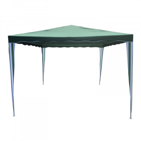 Gazebo Cenador Metálico con Tela y Volantes Verde/Blanco 295x295x245cm 7house Pérgolas y Cenadores de Metal 2