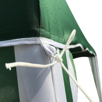Gazebo Cenador Metálico con Tela y Volantes Verde/Blanco 295x295x245cm 7house Pérgolas y Cenadores de Metal 4