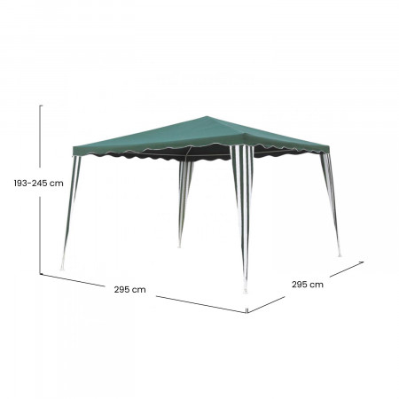Gazebo Cenador Metálico con Tela y Volantes Verde/Blanco 295x295x245cm 7house Pérgolas y Cenadores de Metal 5 Gazebo Cenador Metálico con Tela y Volantes Verde/Blanco 295x295x245cm 7house Pérgolas y Cenadores de Metal 5