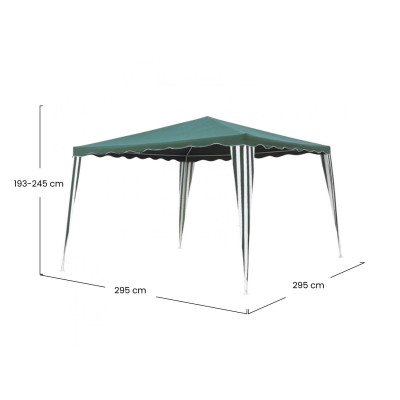 Gazebo Cenador Metálico con Tela y Volantes Verde/Blanco 295x295x245cm 7house Pérgolas y Cenadores de Metal 5