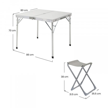 Conjunto de Jardín Plegable Mesa Rectangular y 4 Sillas Camping Blanco/Gris 7house Mobiliario de Camping 4 Conjunto de Jardín Plegable Mesa Rectangular y 4 Sillas Camping Blanco/Gris 7house Mobiliario de Camping 4