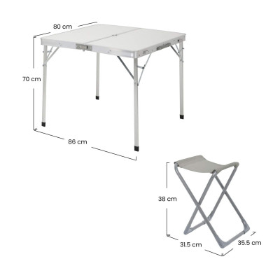 Conjunto de Jardín Plegable Mesa Rectangular y 4 Sillas Camping Blanco/Gris 7house Mobiliario de Camping 4