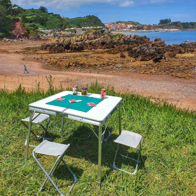 Conjunto de Jardín Plegable Mesa Rectangular y 4 Sillas Camping Blanco/Gris 7house Mobiliario de Camping 5