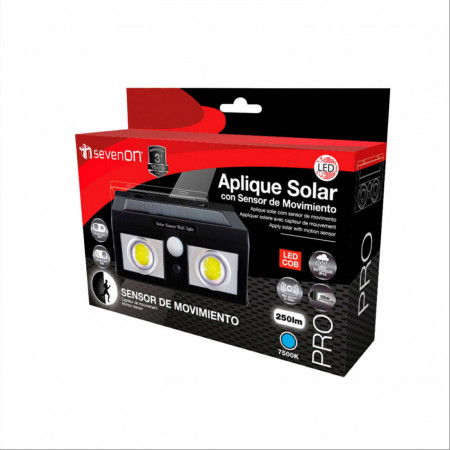 Aplique de Pared Solar LED 2 Luces con Sensor Crepuscular y Movimiento Negro 7500K 20000H 7hSevenOn Apliques de Exterior 4 Aplique de Pared Solar LED 2 Luces con Sensor Crepuscular y Movimiento Negro 7500K 20000H 7hSevenOn Apliques de Exterior 4