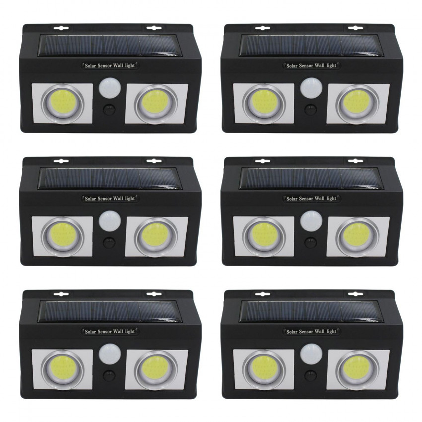 Pack 6 Apliques de Pared Solares LED 2 Luces con Sensor Crepuscular y Movimiento Negro 7500K 20000H 7hSevenOn Apliques de Exteri Pack 6 Apliques de Pared Solares LED 2 Luces con Sensor Crepuscular y Movimiento Negro 7500K 20000H 7hSevenOn Apliques de Exteri