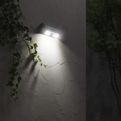 Pack 6 Apliques de Pared Solares LED 2 Luces con Sensor Crepuscular y Movimiento Negro 7500K 20000H 7hSevenOn Apliques de Exteri