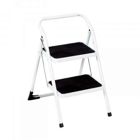 Escalera Metálica con 2 Peldaños Blanco/Negro 96x44x50cm O91 Escaleras 1