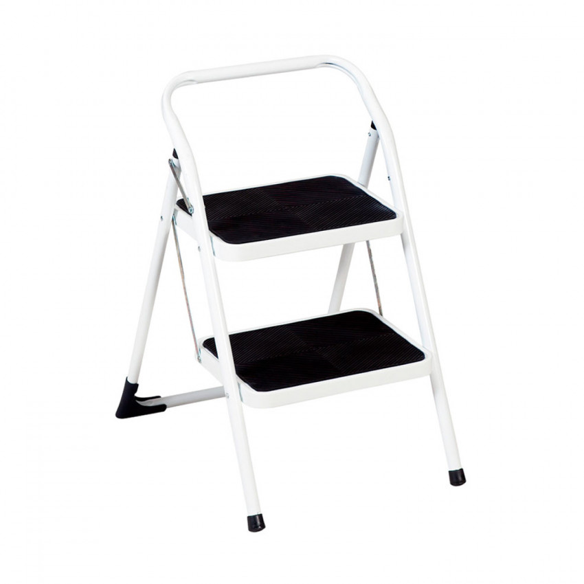 Escalera Metálica con 2 Peldaños Blanco/Negro 96x44x50cm O91 Escaleras 1 Escalera Metálica con 2 Peldaños Blanco/Negro 96x44x50cm O91 Escaleras 1
