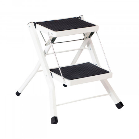 Escalera Metálica con 2 Peldaños Blanco/Negro 56x41x44cm O91 Escaleras 1