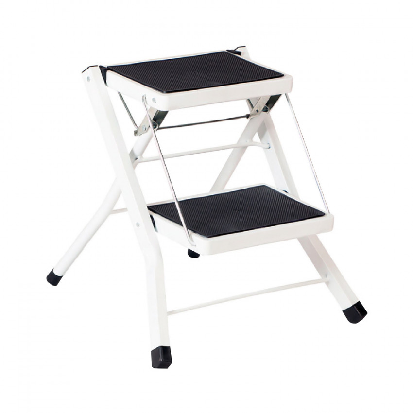 Escalera Metálica con 2 Peldaños Blanco/Negro 56x41x44cm O91 Escaleras 1 Escalera Metálica con 2 Peldaños Blanco/Negro 56x41x44cm O91 Escaleras 1