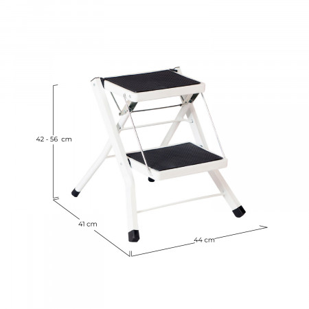 Escalera Metálica con 2 Peldaños Blanco/Negro 56x41x44cm O91 Escaleras 2 Escalera Metálica con 2 Peldaños Blanco/Negro 56x41x44cm O91 Escaleras 2