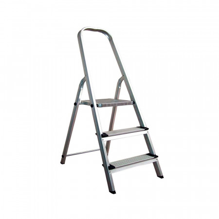 Escalera de Aluminio con 3 Peldaños Gris 130x42x68cm O91 Escaleras 1