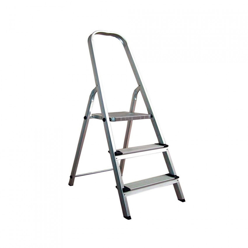 Escalera de Aluminio con 3 Peldaños Gris 130x42x68cm O91 Escaleras 1 Escalera de Aluminio con 3 Peldaños Gris 130x42x68cm O91 Escaleras 1