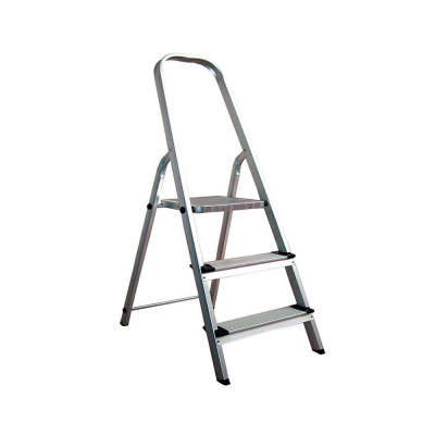 Escalera de Aluminio con 3 Peldaños Gris 130x42x68cm O91 Escaleras 1