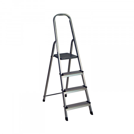 Escalera de Aluminio con 4 Peldaños Gris 140x44x81cm O91 Escaleras 1