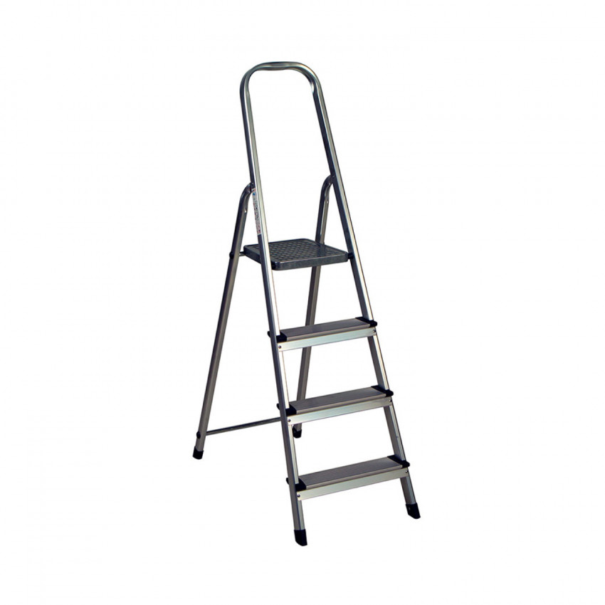 Escalera de Aluminio con 4 Peldaños Gris 140x44x81cm O91 Escaleras 1 Escalera de Aluminio con 4 Peldaños Gris 140x44x81cm O91 Escaleras 1