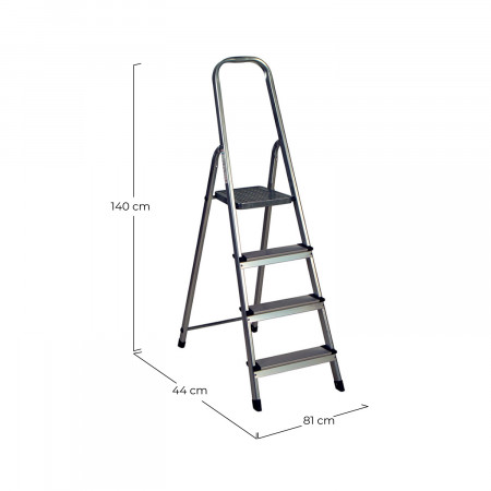 Escalera de Aluminio con 4 Peldaños Gris 140x44x81cm O91 Escaleras 2 Escalera de Aluminio con 4 Peldaños Gris 140x44x81cm O91 Escaleras 2